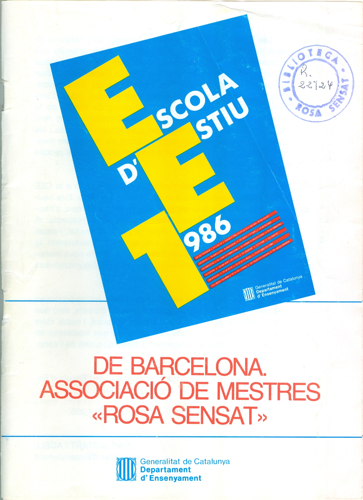 1986 – 21ª Escola d’Estiu