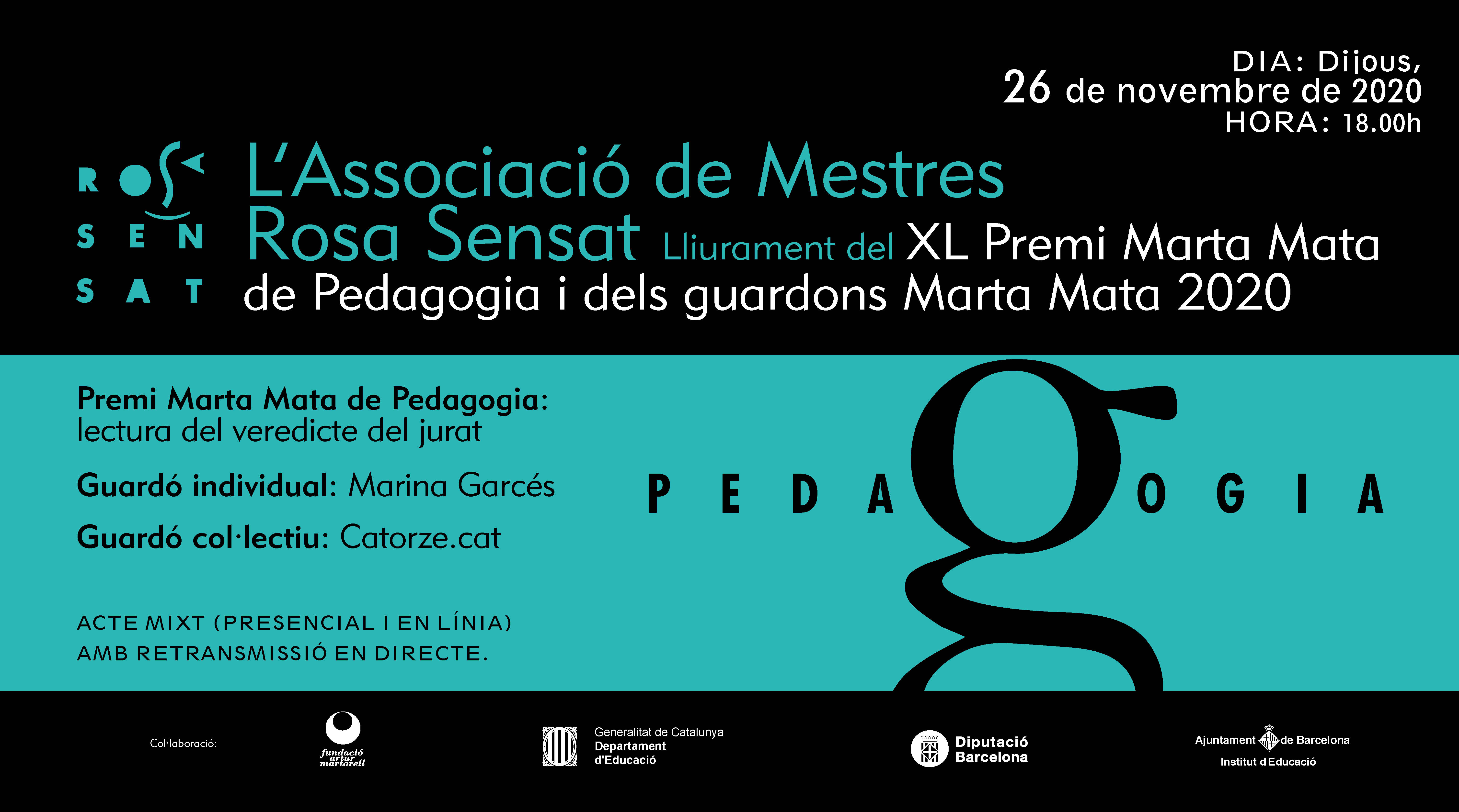 Acte de lliurament del Premi de Pedagogia i dels guardons Marta Mata 2020